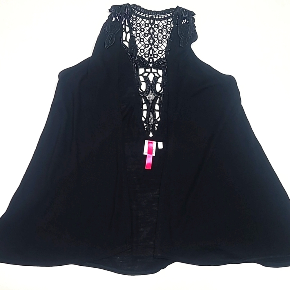 FREE with purchase black open front lace vest women's medium
